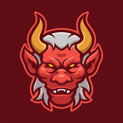 Red Scary Demon Mascot Character Logo Template