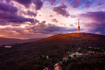 Beautiful sundown aerial landscape 