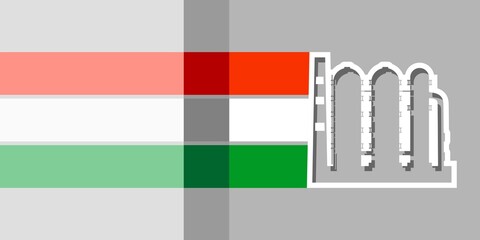 Factory industrial icon and flag of Hungary