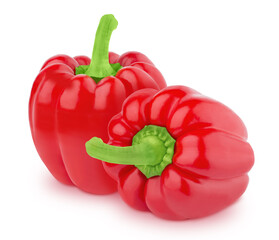 Set of orange Bell peppers isolated on a white background.
