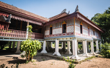 The old pavilion in Chonlathara Singhe Temple Royal temple which is used as a museum in Tak Bai District, Narathiwat Province, Thailand