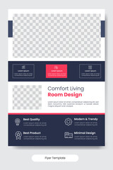 Living room design flayer template