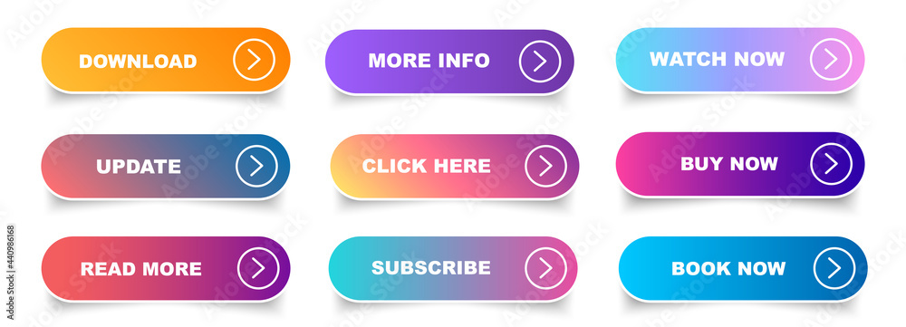 Poster set of abstract vector gradient backgrounds. colorful texture for your design. set of buttons mobile