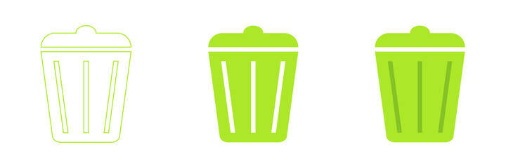 Garbage container recycle bin icons set. Vector illustration.