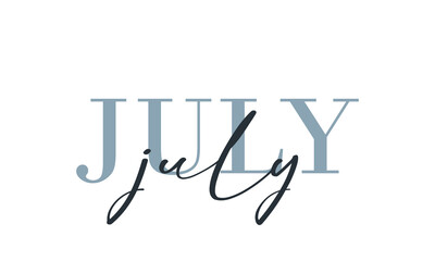 Hello July card. One line. Lettering poster with text. Vector EPS 10. Isolated on white background © Влада Яковенко