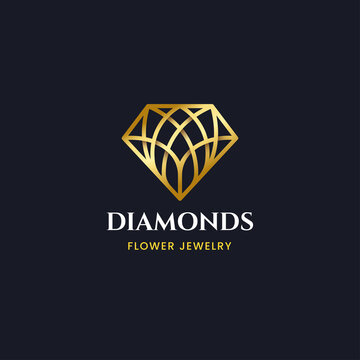 luxury gold diamond with floral pattern logo design