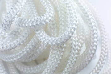 White cotton rope texture background..Thread Macro photo, close up.