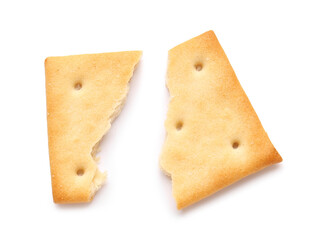 Tasty cracker on white background
