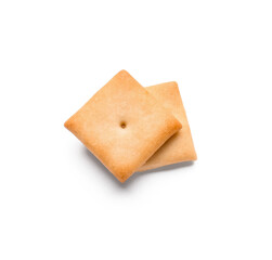 Tasty crackers on white background