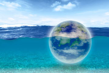 Planet schwimmt im Wasser