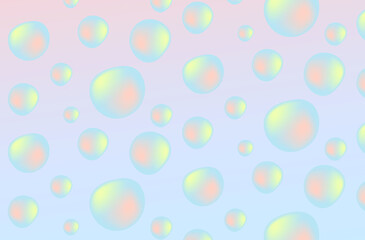 Colorful 3d realistic soap bubbles. Water drops on the window on a rainy day vector illustration. 