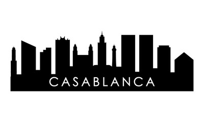 Naklejka premium Casablanca skyline silhouette. Black Casablanca city design isolated on white background.