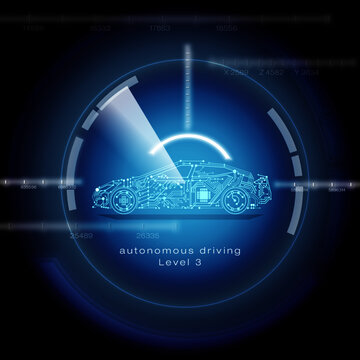 driverless car illustration - drive anonymously - sensor