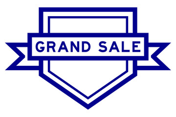 Vintage blue color pentagon label banner with word grand sale on white background