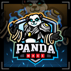Panda mage mascot. esport logo design