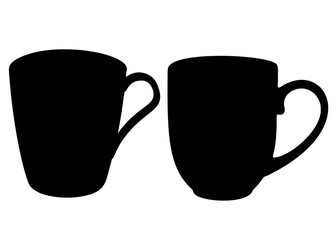 Tea mugs in the set. Vector image.