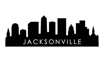 Jacksonville skyline silhouette. Black Jacksonville city design isolated on white background.