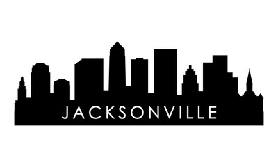 Obraz premium Jacksonville skyline silhouette. Black Jacksonville city design isolated on white background.