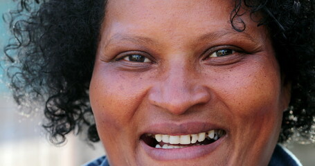African Brazilian woman portrait face smiling, casual real people
