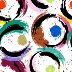 Foto op Canvas seamless abstract circle pattern, with dots, paint strokes and splashes © Kirsten Hinte