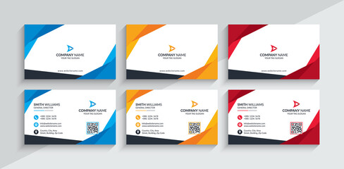 Creative & Modern Corporate Business Cards. This Name Card Comes In Three Different Color Versions (Blue, Orange & Red) - Corporate Identity Template.