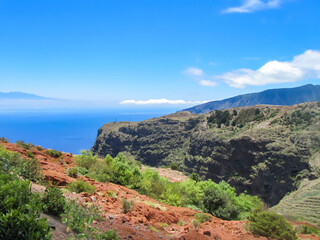 Fototapeta na wymiar Landscape with a view of the steep ocean shore of La Gomera island