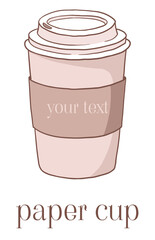  paper cup of coffee in cartoon style