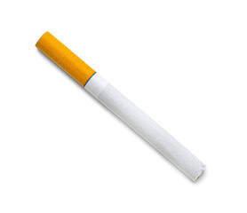 Whole cigarette on white background