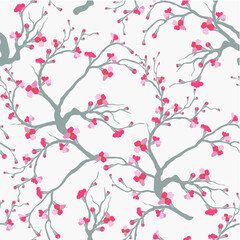 seamless pattern of flowering branches