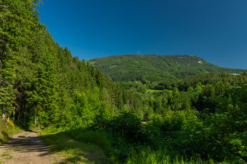 Fototapeta na wymiar Schockl hill near Sankt Radegund town in summer morning