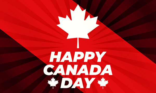 Canada Day July 1st. Happy canada day template with maple leaves. Poster, card, banner, background design. 