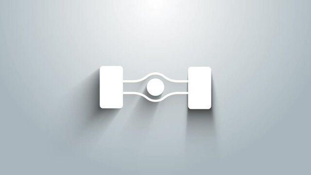 White Chassis car icon isolated on grey background. 4K Video motion graphic animation