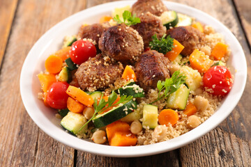 couscous with meatballs and vegetables
