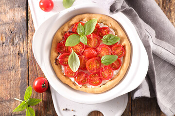 tomato quiche with fresh basil