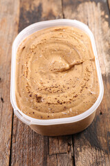 coffee or caramel ice cream in box