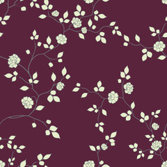 seamless pattern of flowering branches