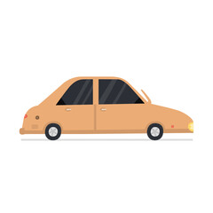 Cute cartoon car transport isolated on white background. Flat style automobile, modern wheeled motor vehicle side view vector illustration. Trendy urban transportation design