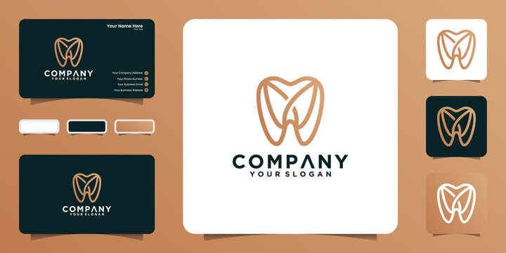 dental logo with line art style and business card inspiration