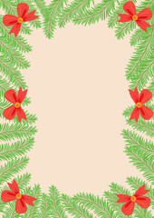 Fabulous winter.illustration of Christmas plants frame. Drawing for a postcard, poster