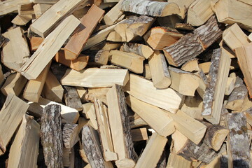 pile of firewood in winter
