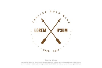 Vintage Stamp with Crossed Indian Arrow Logo Design Vector