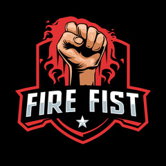 Fire fist mascot logo