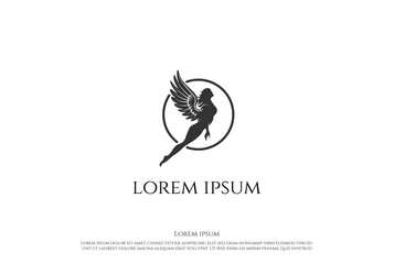 Obraz premium Hot Sexy Flying Angel Woman Girl Lady Female Logo Design Vector