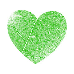 Green vector icon with heart shape and two leaves. Element for design, concepts of ecological, vegan, herbal health or nature conservation.