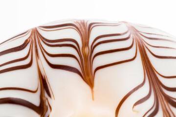 delicious doughnuts with chocolate covered filling, close up