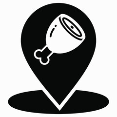 The location of the meat. Sale of meat. Grocery store. Meat processing plant. Vector icon.
