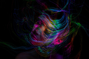 lightpainting portrait, new art direction, long exposure photo without photoshop, light drawing at long exposure	

