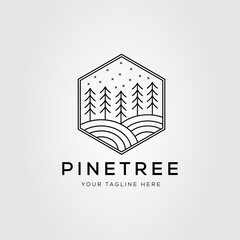wilderness pine tree linear logo vector illustration design