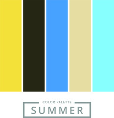Color palette beckground expressing summer and good mood.Yellow, brown, blue, beige, sky blue