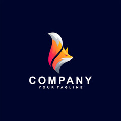 fox animal gradient logo design